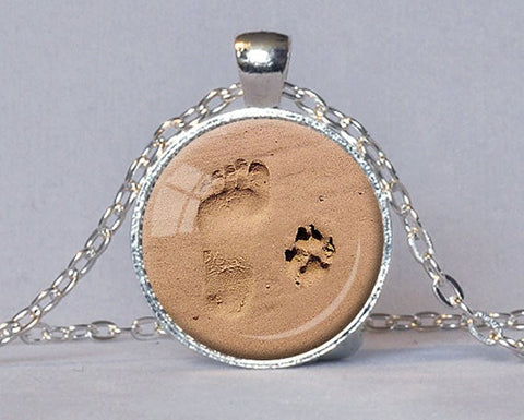Dog Paw Print and Foot Print Pendant Necklace Free + Shipping