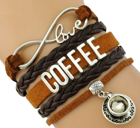 Infinity Coffee Charm Bracelet