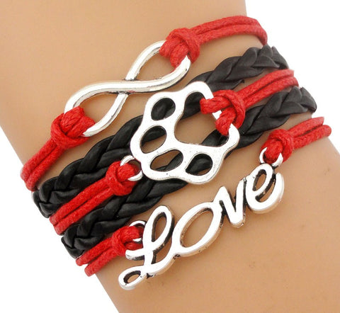 Infinity Love Dog Paw Bracelet