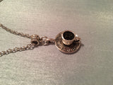 Silver Retro Coffee Cup Charm Necklace