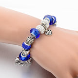 Dog Paws Charm Bracelet with Crystal and Glass Beads